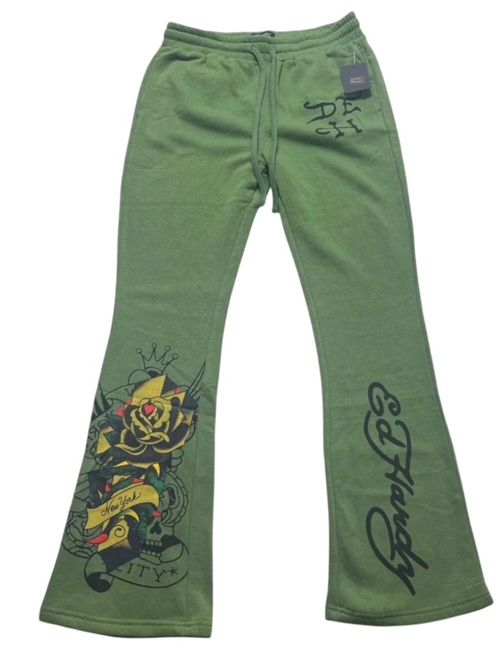 Ed Hardy Flared Sweatpants in Army Green